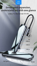 Baseus USB C HUB to USB 3.0 HDMI RJ45 Adapter for MacBook Pro Air Multi Type C HUB with Wireless Charge for iWatch USB-C HUB - Starttech Online Market