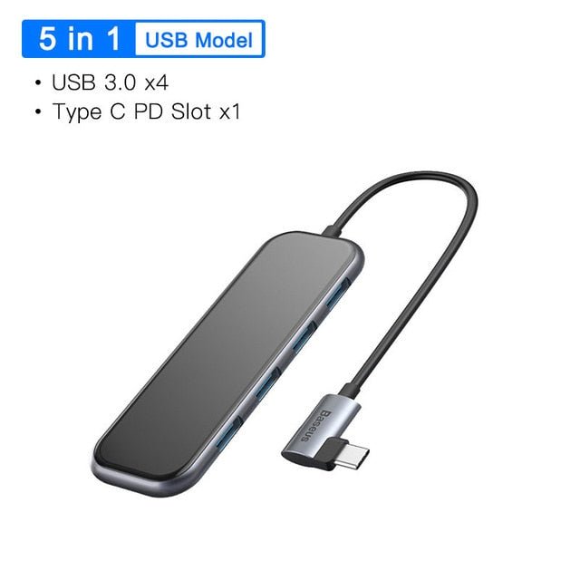 Baseus USB C HUB to USB 3.0 HDMI RJ45 Adapter for MacBook Pro Air Multi Type C HUB with Wireless Charge for iWatch USB-C HUB - Starttech Online Market