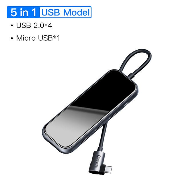 Baseus USB C HUB to USB 3.0 HDMI RJ45 Adapter for MacBook Pro Air Multi Type C HUB with Wireless Charge for iWatch USB-C HUB - Starttech Online Market