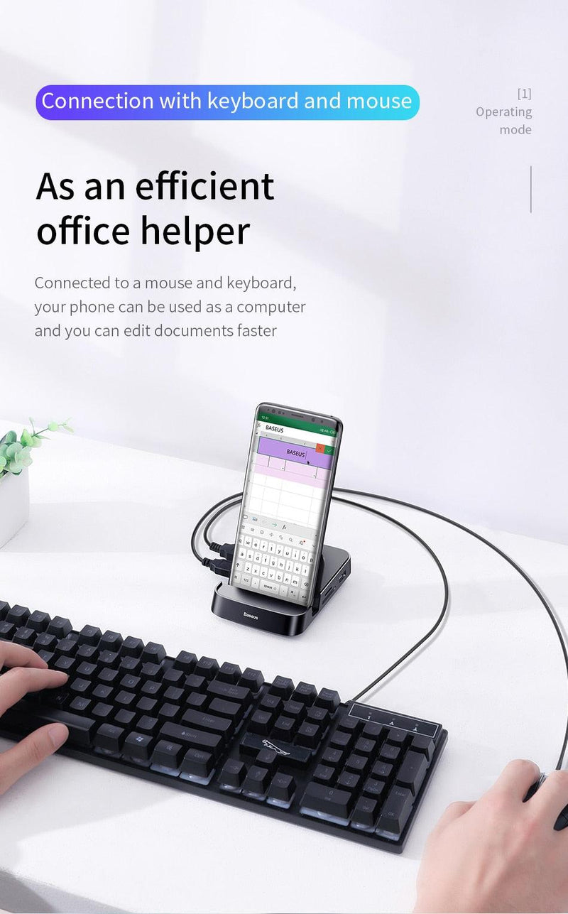 Baseus USB Type C HUB Docking Station For Samsung S10 S9 Dex Pad Station USB-C to HDMI Dock Power Adapter For Huawei P30 P20 Pro - Starttech Online Market
