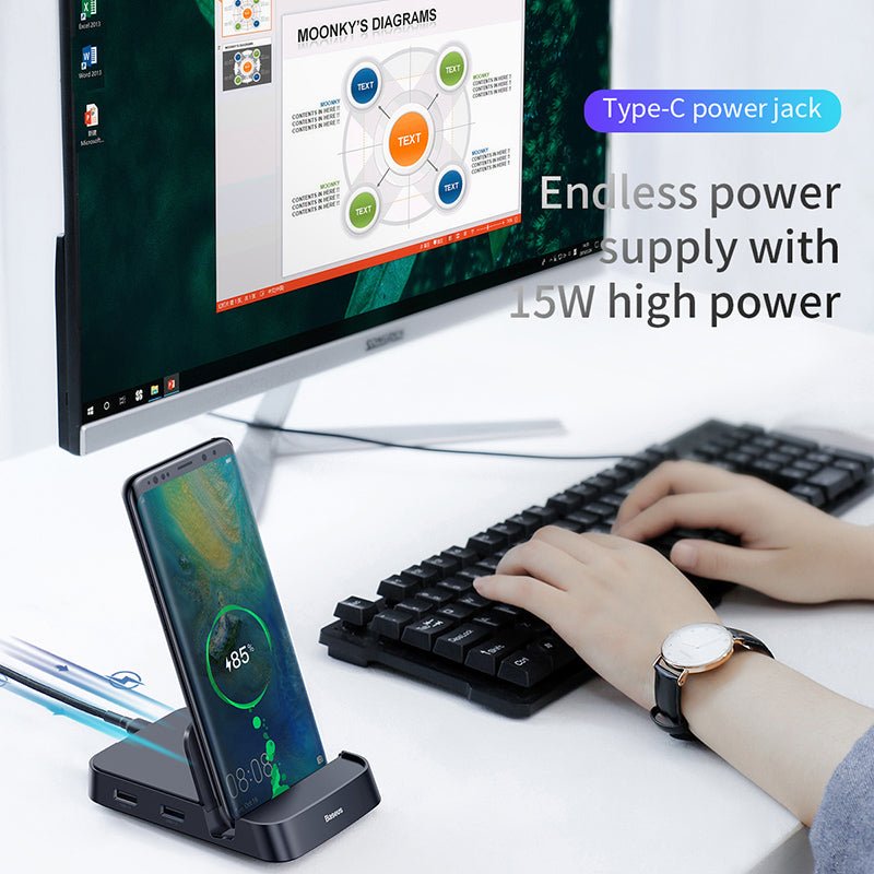 Baseus USB Type C HUB Docking Station For Samsung S10 S9 Dex Pad Station USB-C to HDMI Dock Power Adapter For Huawei P30 P20 Pro - Starttech Online Market