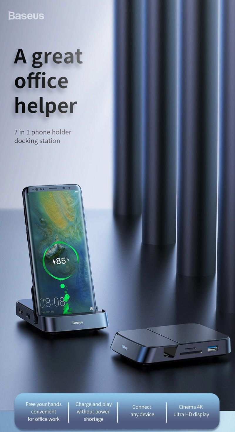 Baseus USB Type C HUB Docking Station For Samsung S10 S9 Dex Pad Station USB-C to HDMI Dock Power Adapter For Huawei P30 P20 Pro - Starttech Online Market