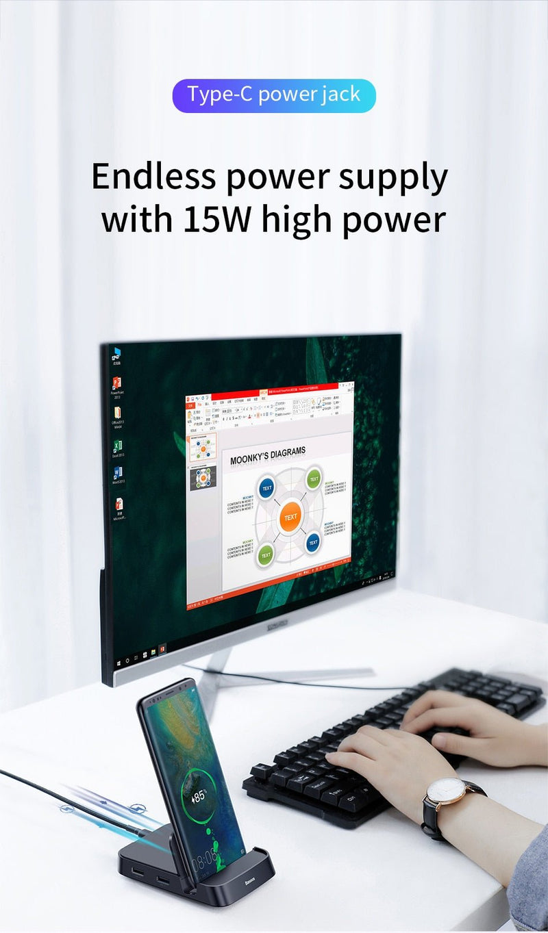 Baseus USB Type C HUB Docking Station For Samsung S10 S9 Dex Pad Station USB-C to HDMI Dock Power Adapter For Huawei P30 P20 Pro - Starttech Online Market