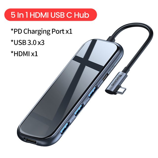 Baseus USB Type C HUB to HDMI RJ45 Multi USB 3.0 USB3.0 Power Adapter For MacBook Pro Air Dock 3 Port USB-C USB HUB Splitter Hab - Starttech Online Market