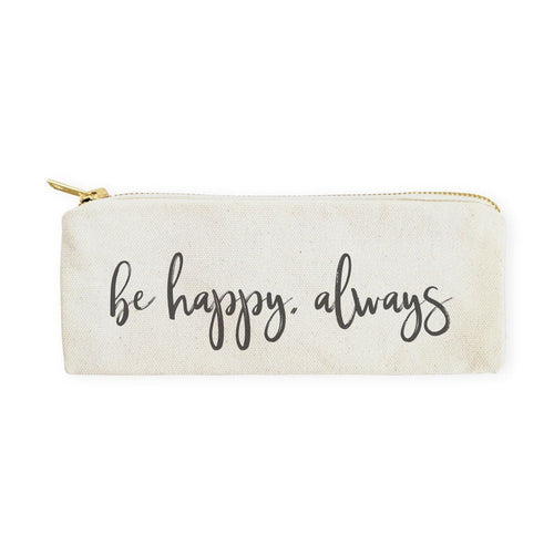 Be Happy, Always Cotton Canvas Pencil Case and Travel Pouch - Starttech Online Market