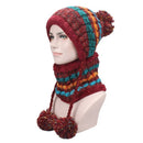 Beanies Knitted Skullies Hats Two-piece Scarf Set Women's Hat Autumn And Winter Warm Unisex Solid Colour Striped - Starttech Online Market