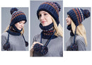 Beanies Knitted Skullies Hats Two-piece Scarf Set Women's Hat Autumn And Winter Warm Unisex Solid Colour Striped - Starttech Online Market