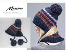 Beanies Knitted Skullies Hats Two-piece Scarf Set Women's Hat Autumn And Winter Warm Unisex Solid Colour Striped - Starttech Online Market