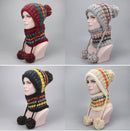 Beanies Knitted Skullies Hats Two-piece Scarf Set Women's Hat Autumn And Winter Warm Unisex Solid Colour Striped - Starttech Online Market