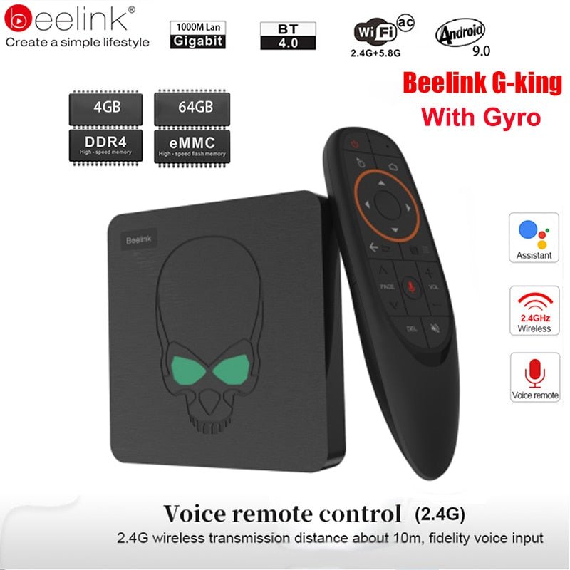 Beelink GT-King Smart Android TV Box Android 9.0 Amlogic S922X 4GB 64GB 2.4G Voice Control 5.8G WiFi 1000Mbps LAN Set-Top Box - Starttech Online Market