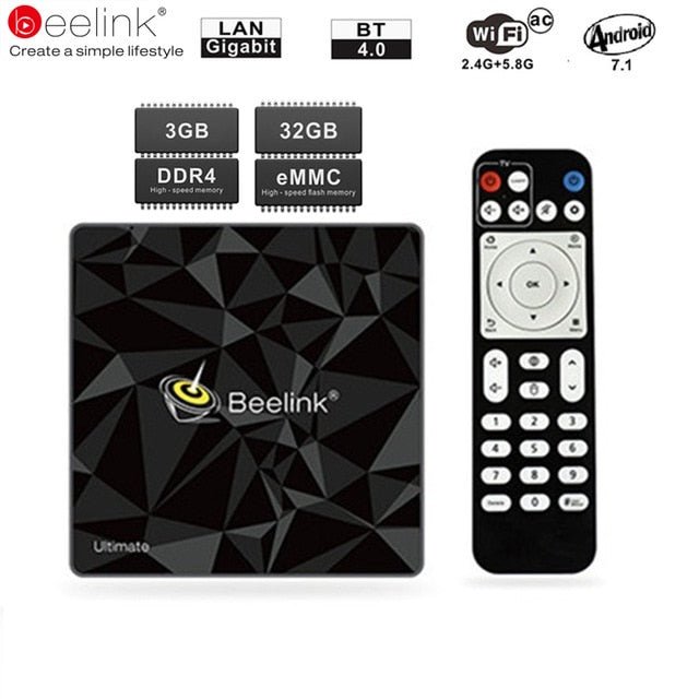 Beelink GT1 Ultimate Android 7.1 TV Box Amlogic S912 Octa Core CPU 3G RAM 32G ROM Bluetooth 4.0 FHD 4K Set Top Box Media Player - Starttech Online Market