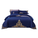 Blue Embroidered Cotton Matte 4-piece Set - Starttech Online Market