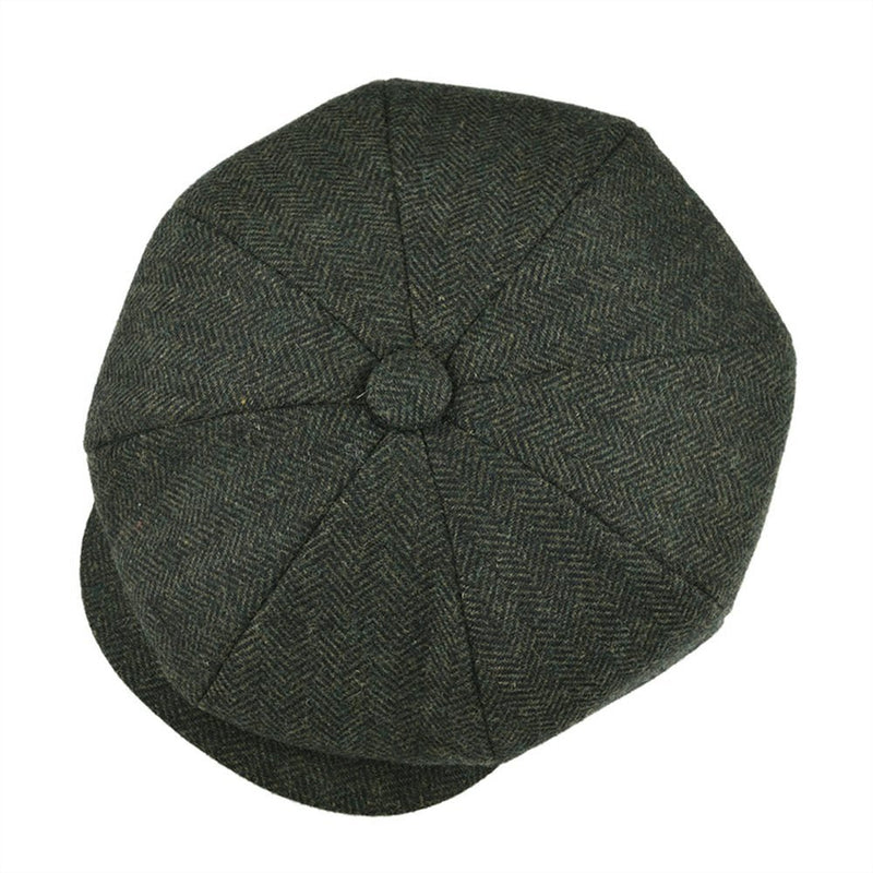 BOTVELA Wool Tweed Newsboy Cap Herringbone Men Women Classic Retro Hat with Soft Lining Driver Cap Black Brown Green 005 - Starttech Online Market