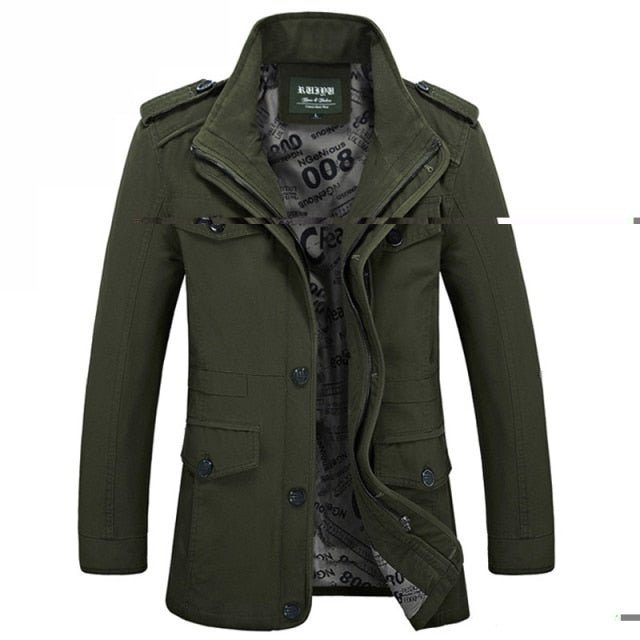 Brand Men's Casual Jacket Windbreaker Oversized 6XL Autumn Washed Cotton Classic Long Clothing Trench Coat - Starttech Online Market