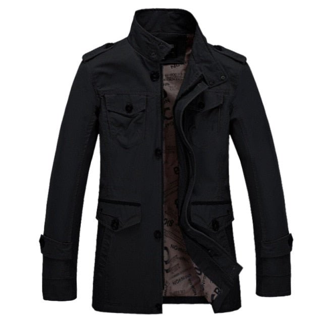 Brand Men's Casual Jacket Windbreaker Oversized 6XL Autumn Washed Cotton Classic Long Clothing Trench Coat - Starttech Online Market
