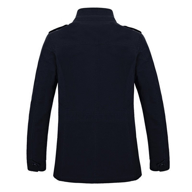Brand Men's Casual Jacket Windbreaker Oversized 6XL Autumn Washed Cotton Classic Long Clothing Trench Coat - Starttech Online Market