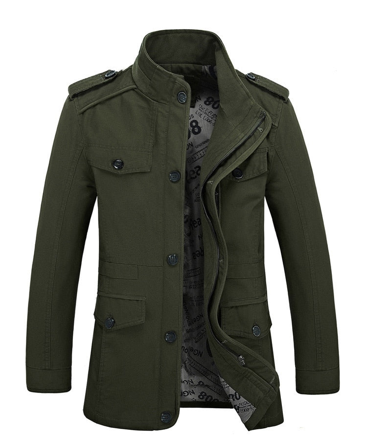 Brand Men's Casual Jacket Windbreaker Oversized 6XL Autumn Washed Cotton Classic Long Clothing Trench Coat - Starttech Online Market