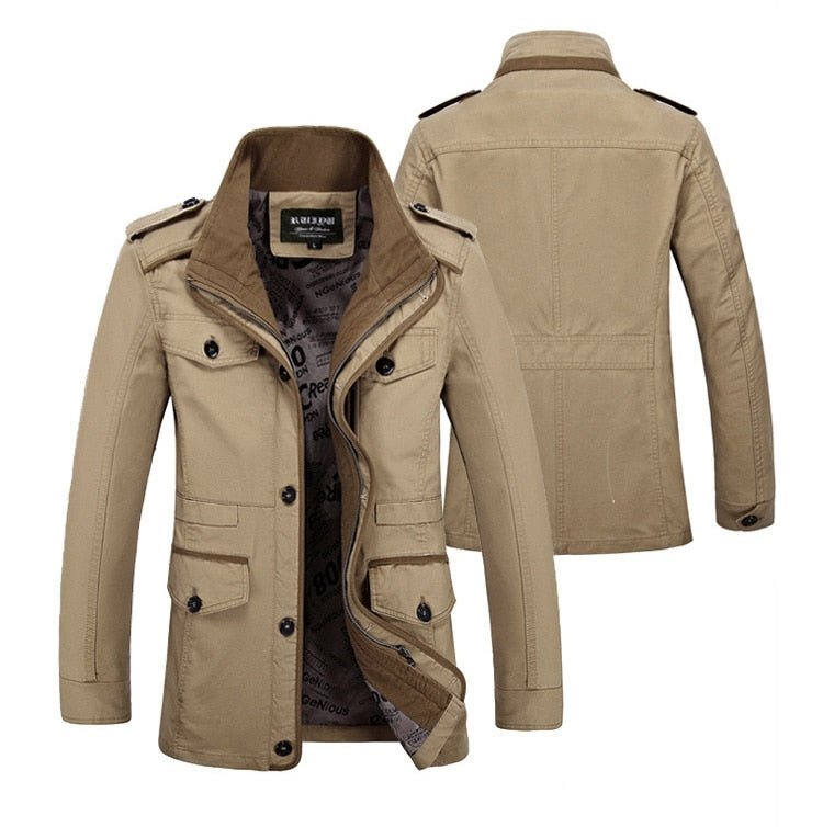 Brand Men's Casual Jacket Windbreaker Oversized 6XL Autumn Washed Cotton Classic Long Clothing Trench Coat - Starttech Online Market