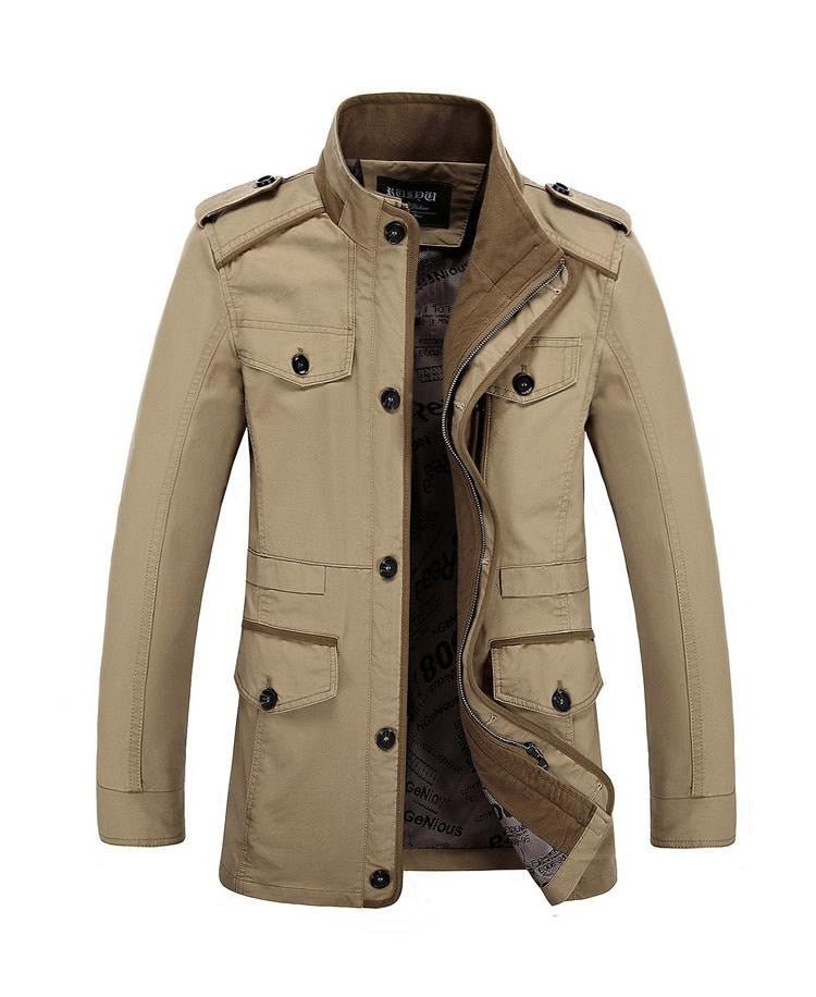 Brand Men's Casual Jacket Windbreaker Oversized 6XL Autumn Washed Cotton Classic Long Clothing Trench Coat - Starttech Online Market
