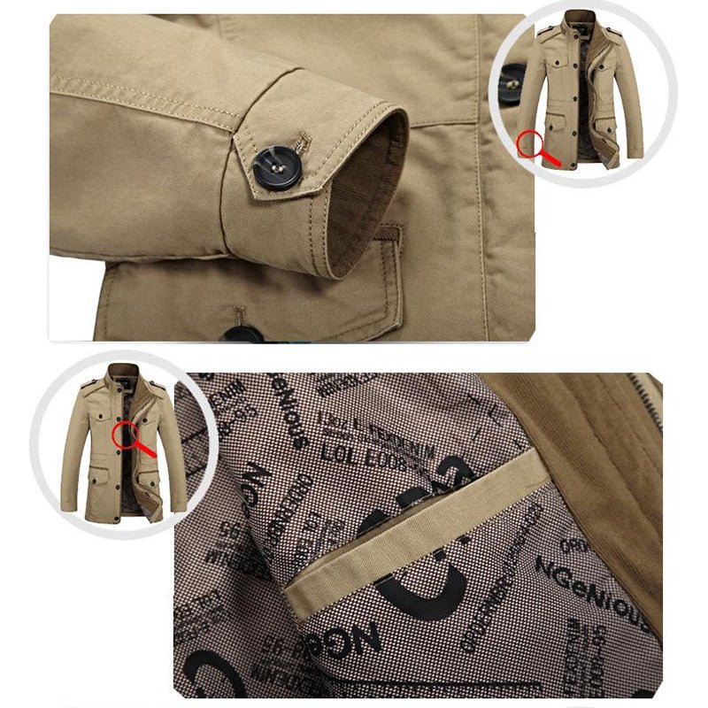 Brand Men's Casual Jacket Windbreaker Oversized 6XL Autumn Washed Cotton Classic Long Clothing Trench Coat - Starttech Online Market