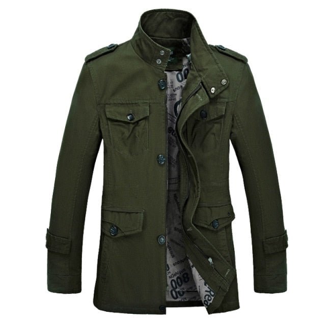 Brand Men's Casual Jacket Windbreaker Oversized 6XL Autumn Washed Cotton Classic Long Clothing Trench Coat - Starttech Online Market