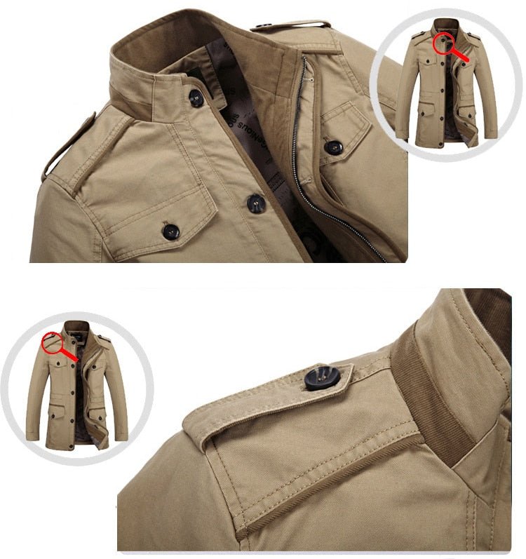 Brand Men's Casual Jacket Windbreaker Oversized 6XL Autumn Washed Cotton Classic Long Clothing Trench Coat - Starttech Online Market