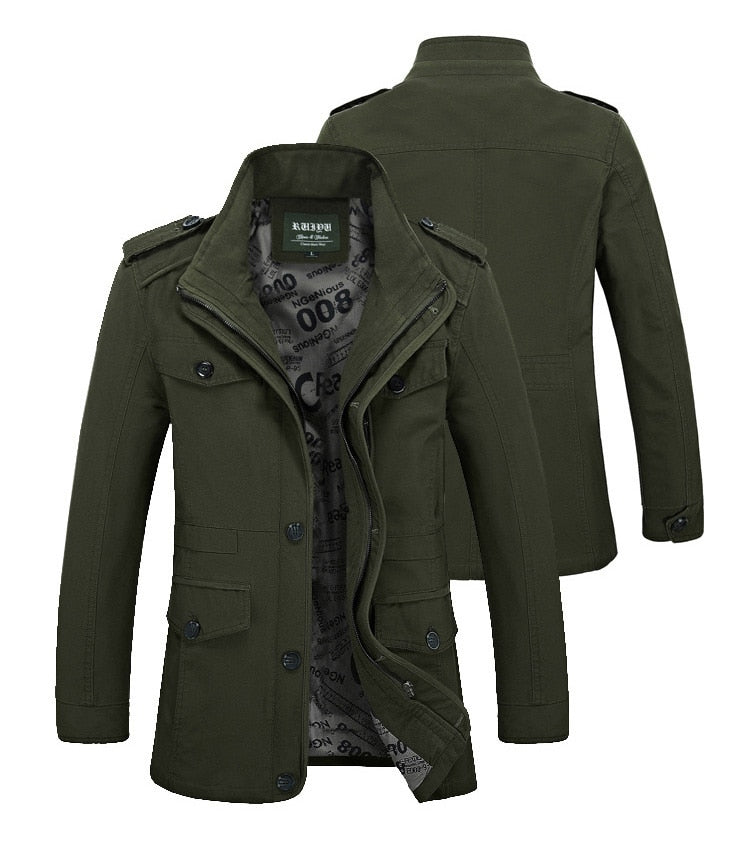 Brand Men's Casual Jacket Windbreaker Oversized 6XL Autumn Washed Cotton Classic Long Clothing Trench Coat - Starttech Online Market