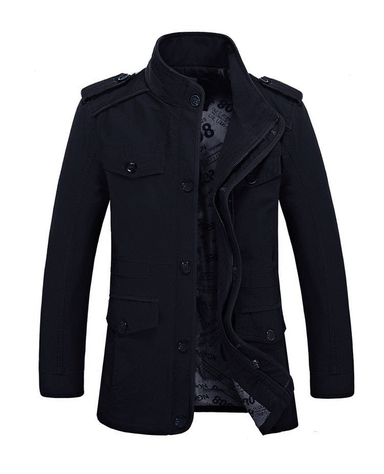 Brand Men's Casual Jacket Windbreaker Oversized 6XL Autumn Washed Cotton Classic Long Clothing Trench Coat - Starttech Online Market