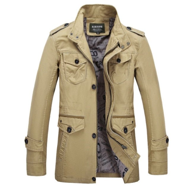 Brand Men's Casual Jacket Windbreaker Oversized 6XL Autumn Washed Cotton Classic Long Clothing Trench Coat - Starttech Online Market