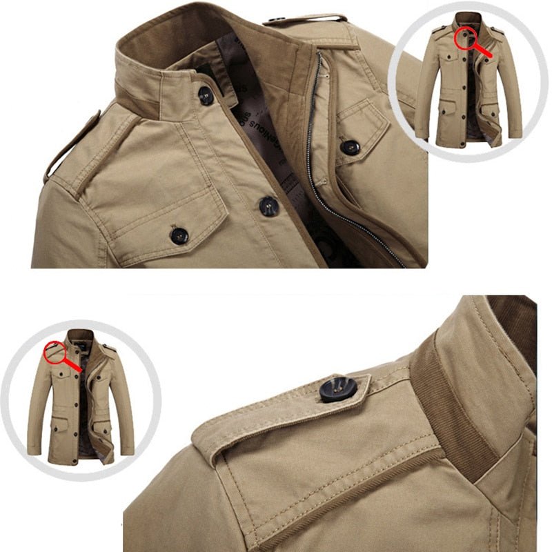 Brand Men's Casual Jacket Windbreaker Oversized 6XL Autumn Washed Cotton Classic Long Clothing Trench Coat - Starttech Online Market