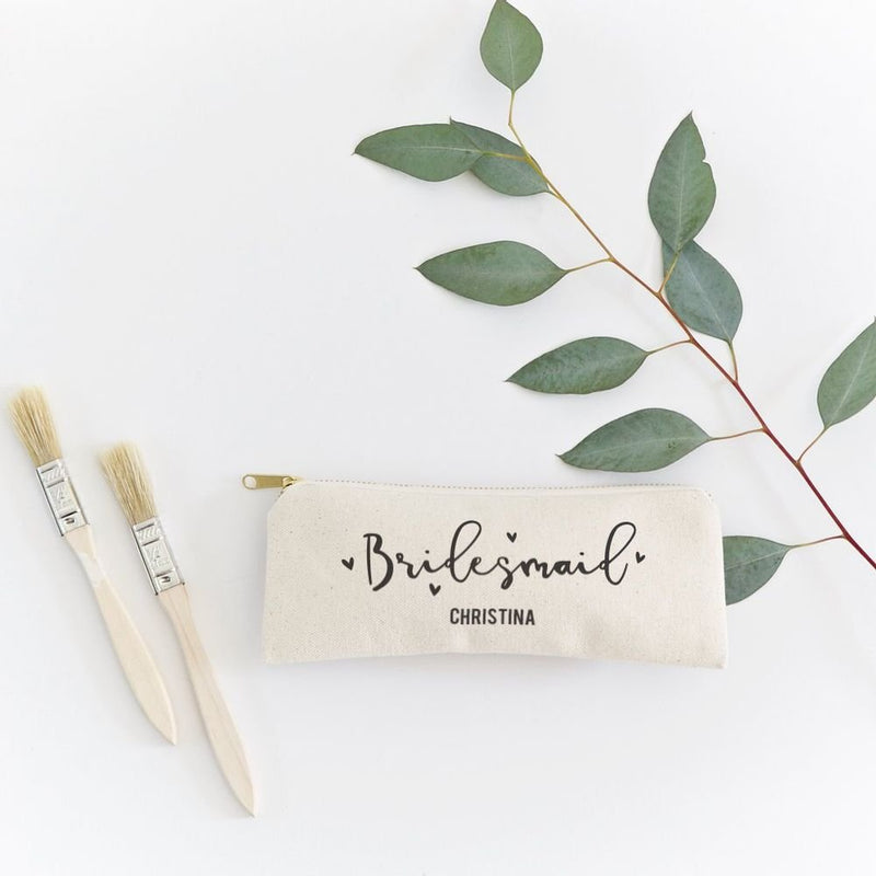 Bridesmaid Personalized Cotton Canvas Pencil Case and Travel Pouch - Starttech Online Market