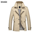 British Fashion Jackets Men Autumn Streetwear Casual Outwear Khaki Smart Long Trench Men Windbreaker Classical Business Coats - Starttech Online Market