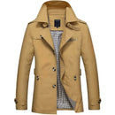 British Fashion Jackets Men Autumn Streetwear Casual Outwear Khaki Smart Long Trench Men Windbreaker Classical Business Coats - Starttech Online Market