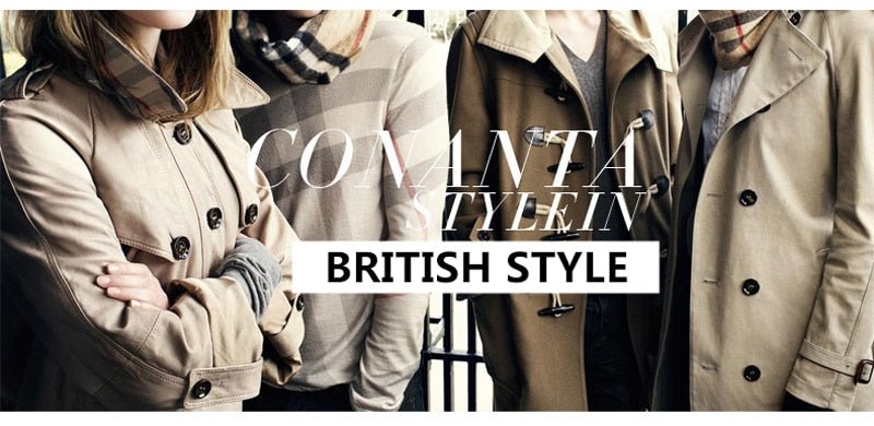 British Fashion Jackets Men Autumn Streetwear Casual Outwear Khaki Smart Long Trench Men Windbreaker Classical Business Coats - Starttech Online Market
