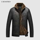 CARANFIER New Winter Motorcycle Leather Jacket Men Windbreaker PU Warm Outwear - Starttech Online Market