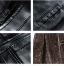 CARANFIER New Winter Motorcycle Leather Jacket Men Windbreaker PU Warm Outwear - Starttech Online Market