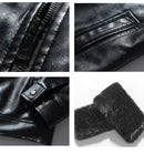 CARANFIER New Winter Motorcycle Leather Jacket Men Windbreaker PU Warm Outwear - Starttech Online Market
