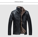 CARANFIER New Winter Motorcycle Leather Jacket Men Windbreaker PU Warm Outwear - Starttech Online Market