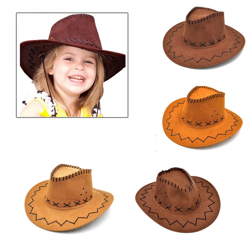 Casual Western Cowboy Hat Sun Hat Cowgirls Children Hat Artificial Suede Wide Brim Leisure Halloween Children Hat 2019 - Starttech Online Market