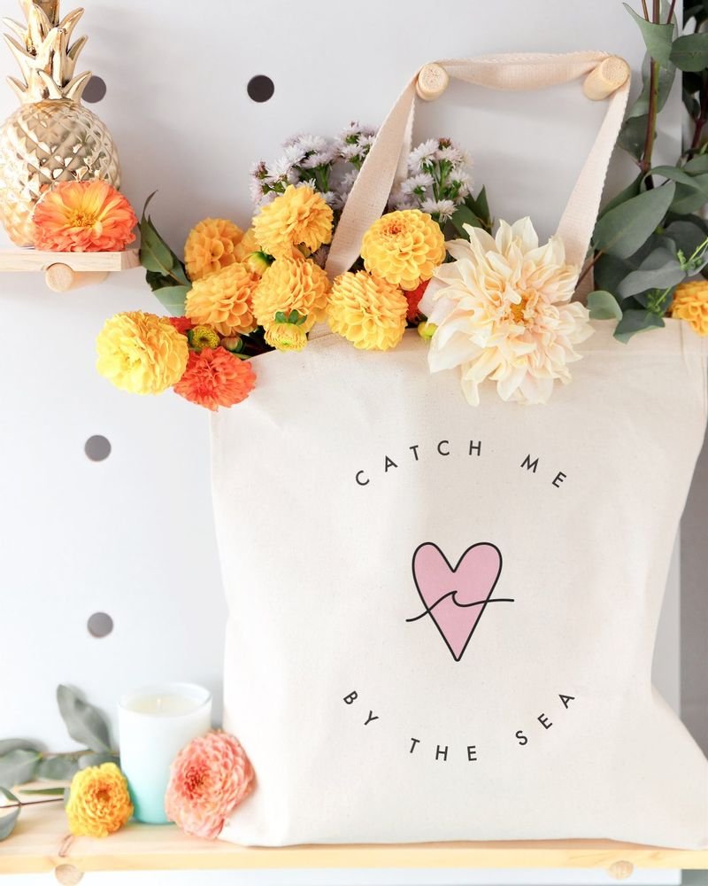 Catch Me By the Sea Cotton Canvas Tote Bag - Starttech Online Market