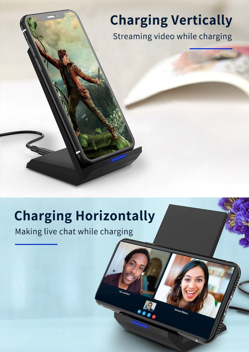 Coolreall Qi Wireless Charger Stand for iPhone X XS 8 XR Samsung S9 S10 S8 S10E 15W Fast Wireless Charging Station Phone Charger - Starttech Online Market