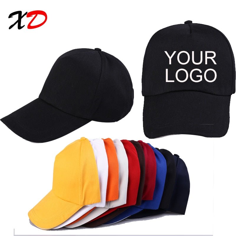 Custom baseball cap print logo text photo embroidery gorra casual solid hats pure color black cap Snapback caps for men women - Starttech Online Market