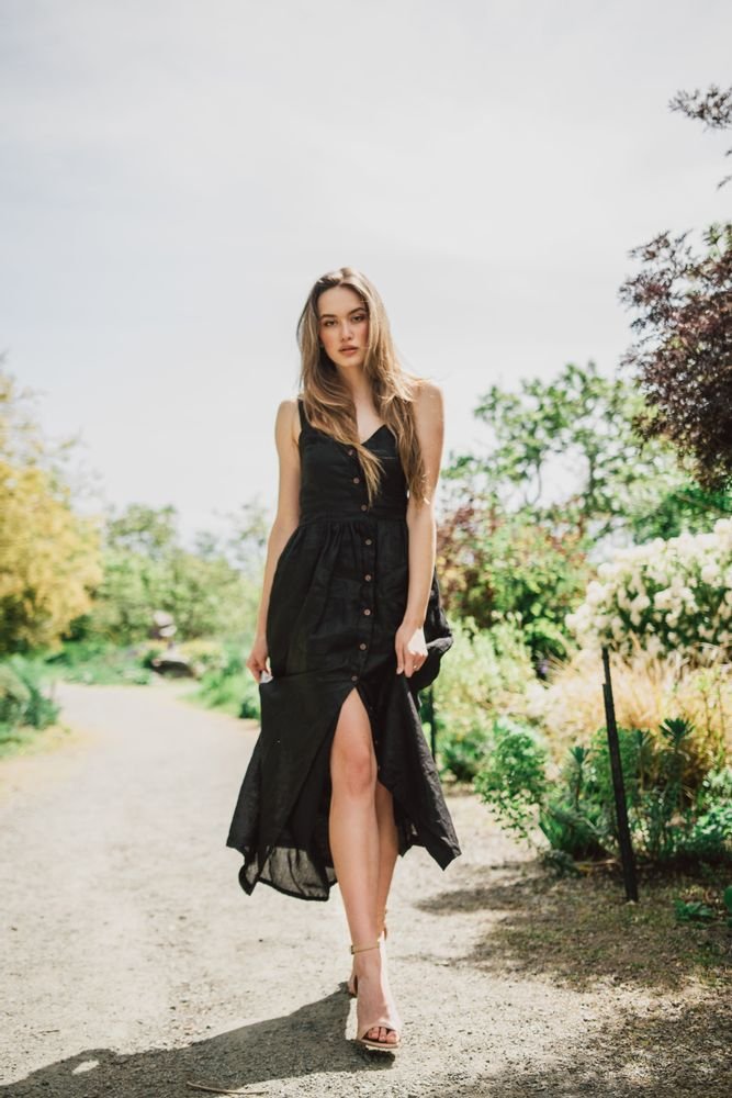 Daria Linen Dress | Black - Starttech Online Market