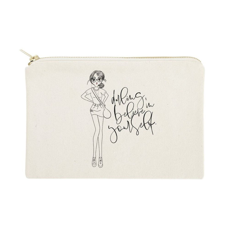 Darling, Believe in Yourself Cotton Canvas Cosmetic Bag - Starttech Online Market