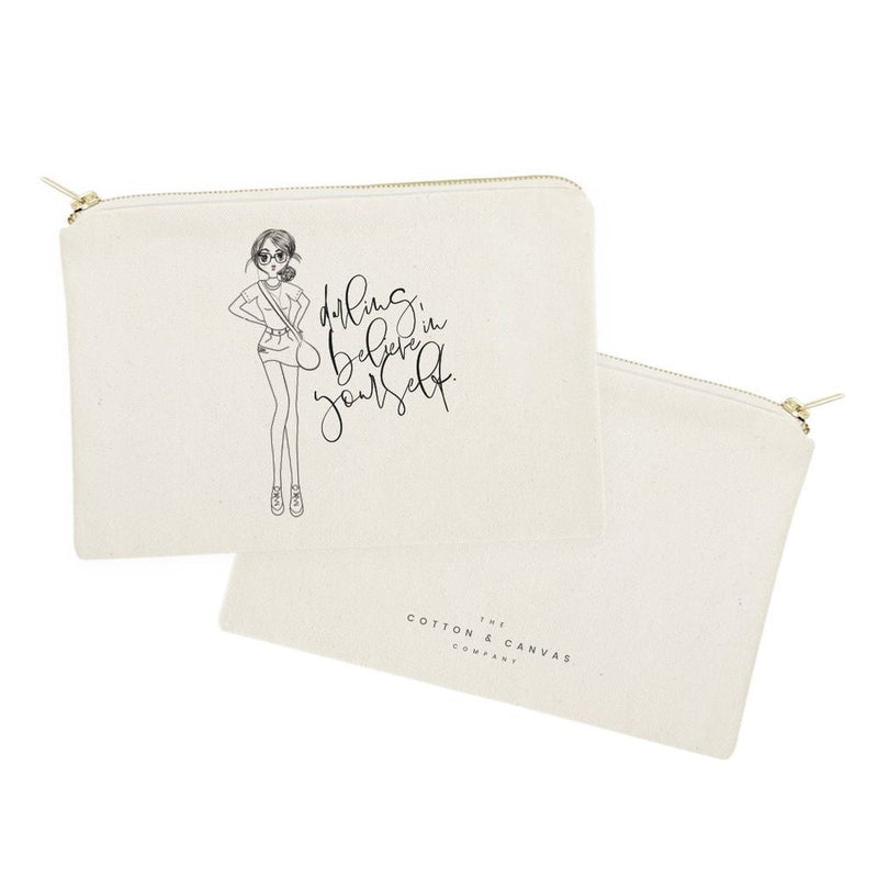 Darling, Believe in Yourself Cotton Canvas Cosmetic Bag - Starttech Online Market