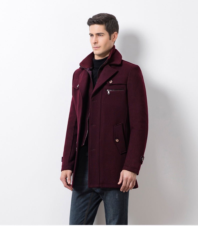 Designer Casual Wool Trench Coat Fashion Business Solid Thicken Slim Windbreaker Overcoat Jacket - Starttech Online Market