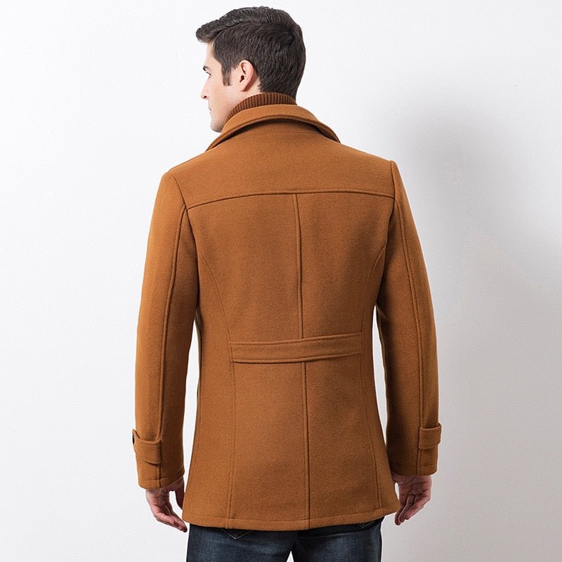 Designer Casual Wool Trench Coat Fashion Business Solid Thicken Slim Windbreaker Overcoat Jacket - Starttech Online Market