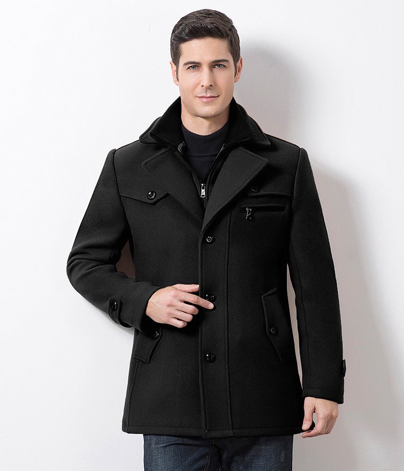 Designer Casual Wool Trench Coat Fashion Business Solid Thicken Slim Windbreaker Overcoat Jacket - Starttech Online Market