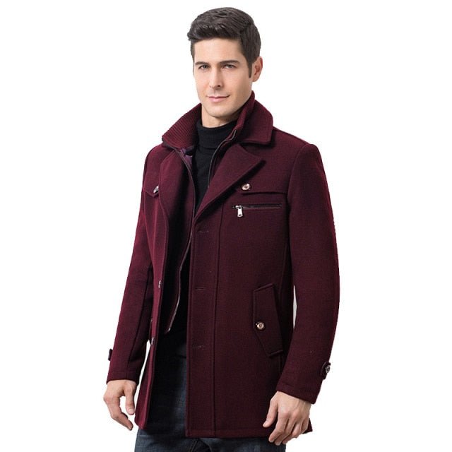 Designer Casual Wool Trench Coat Fashion Business Solid Thicken Slim Windbreaker Overcoat Jacket - Starttech Online Market