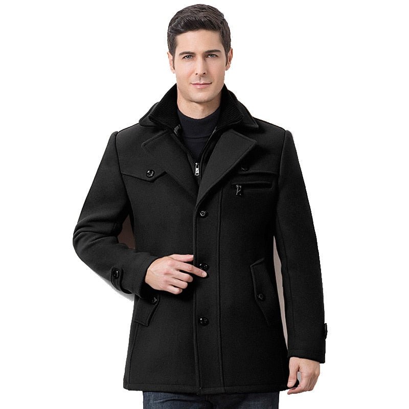 Designer Casual Wool Trench Coat Fashion Business Solid Thicken Slim Windbreaker Overcoat Jacket - Starttech Online Market